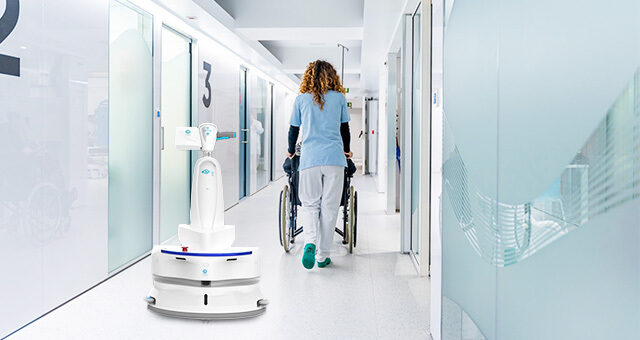 Cleaning robots in healthcare | i-walk co-botic cleaning machine in a hospital